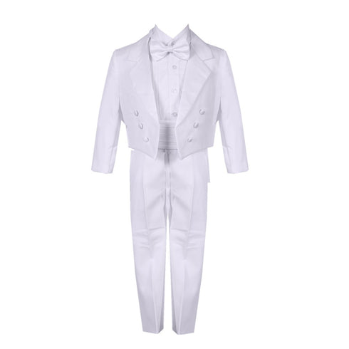 Little Boys White 5 Piece Vest Jacket Pants Special Occasion Tuxedo Suit 2-7 - SophiasStyle.com